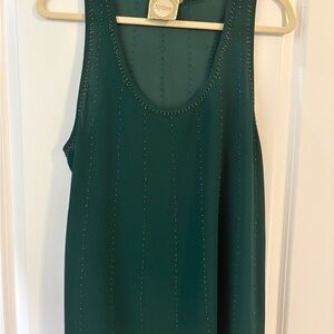 Alythea Teal Green Beaded Scoop Neck Tank